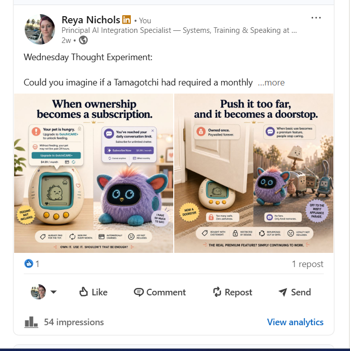 Tamagotchi and Furby-inspired subscription culture graphics